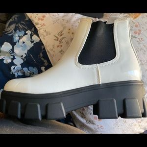 White platform boots